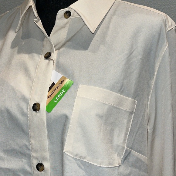 Zeroxposur size, large color, vanilla, sun protection, button-down top - Picture 3 of 13